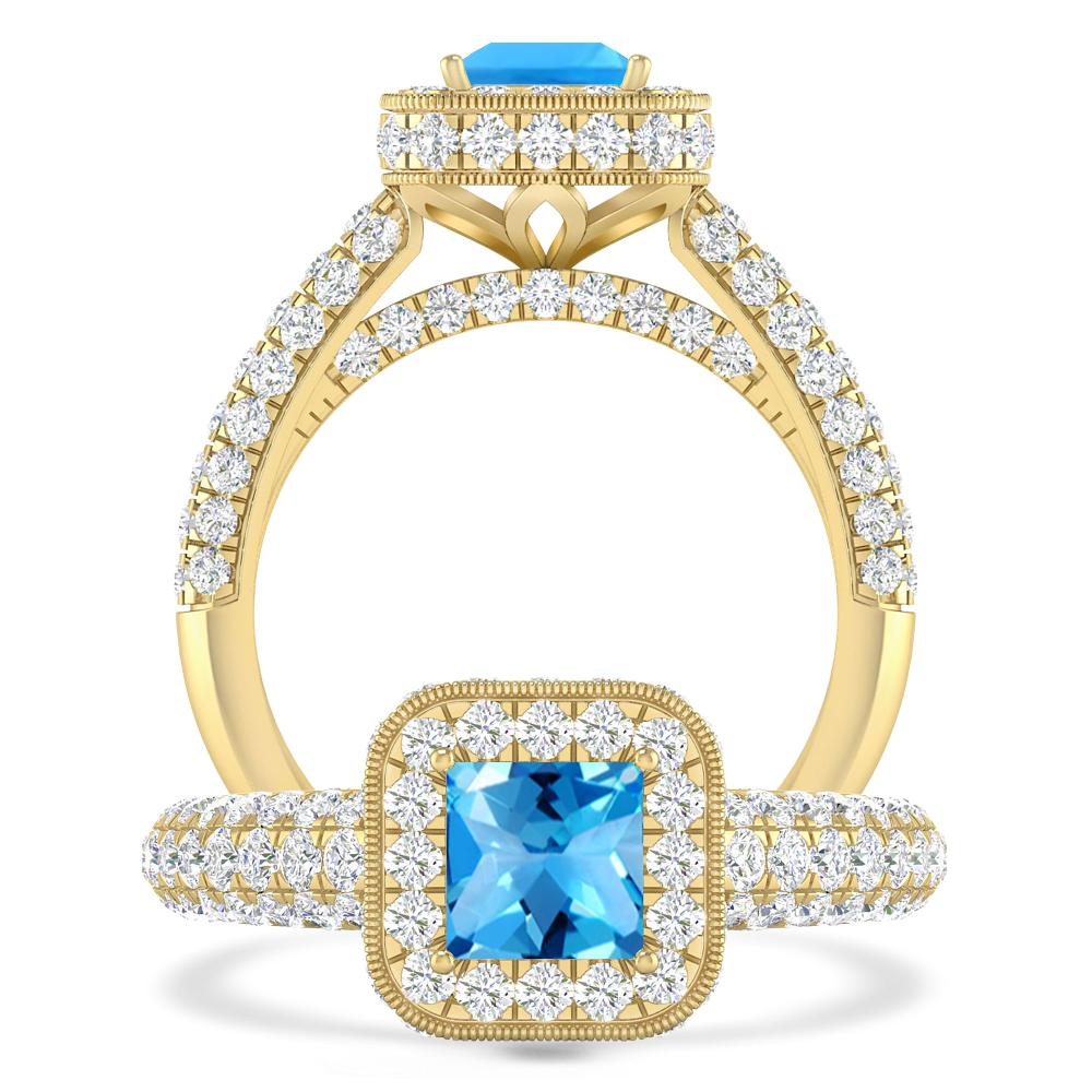 Yellow Gold - Blue Topaz