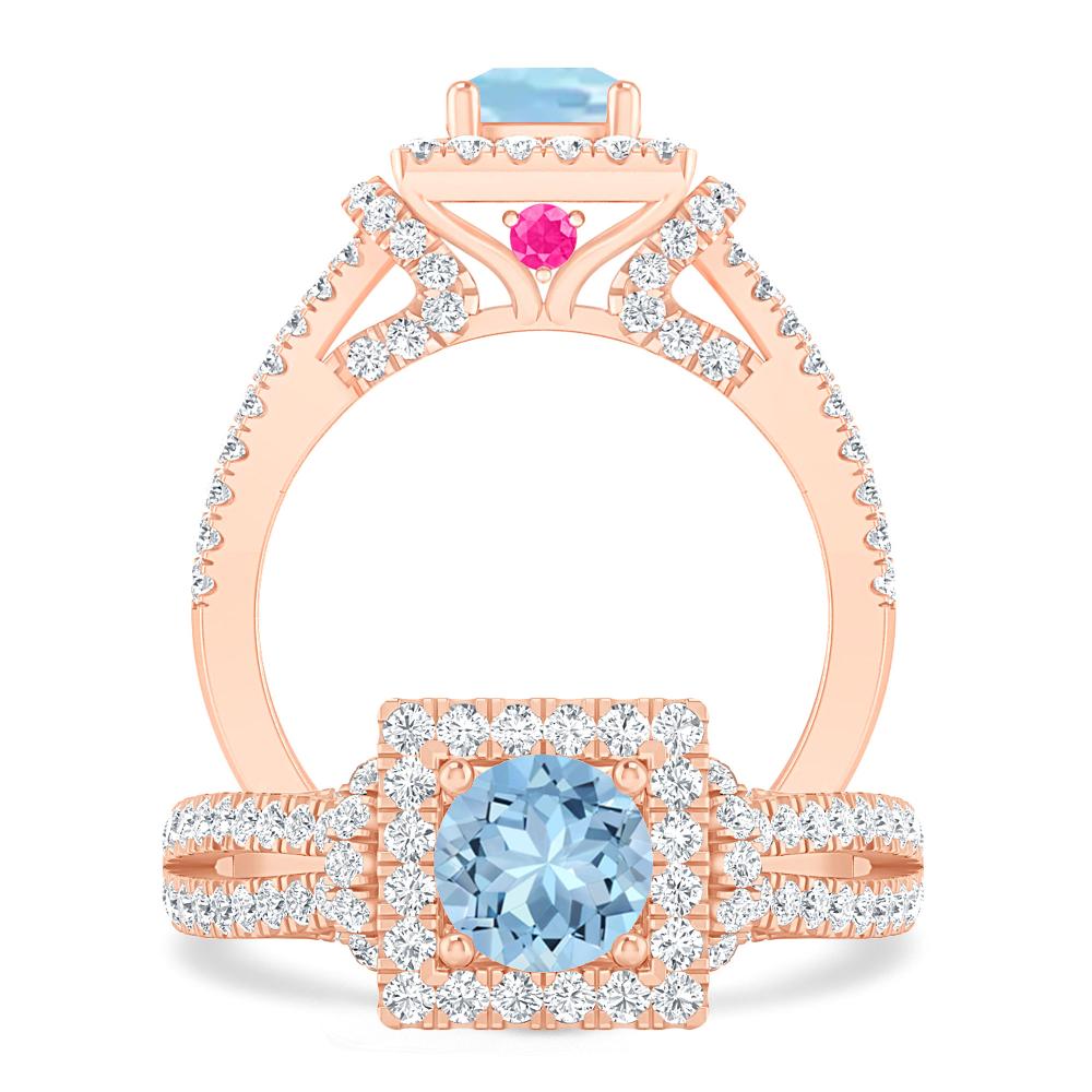 Rose Gold - Aquamarine
