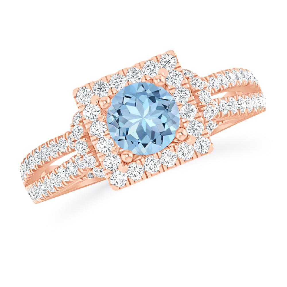 Rose Gold - Aquamarine