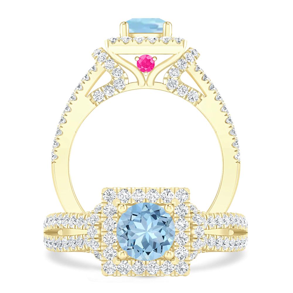 Yellow Gold - Aquamarine