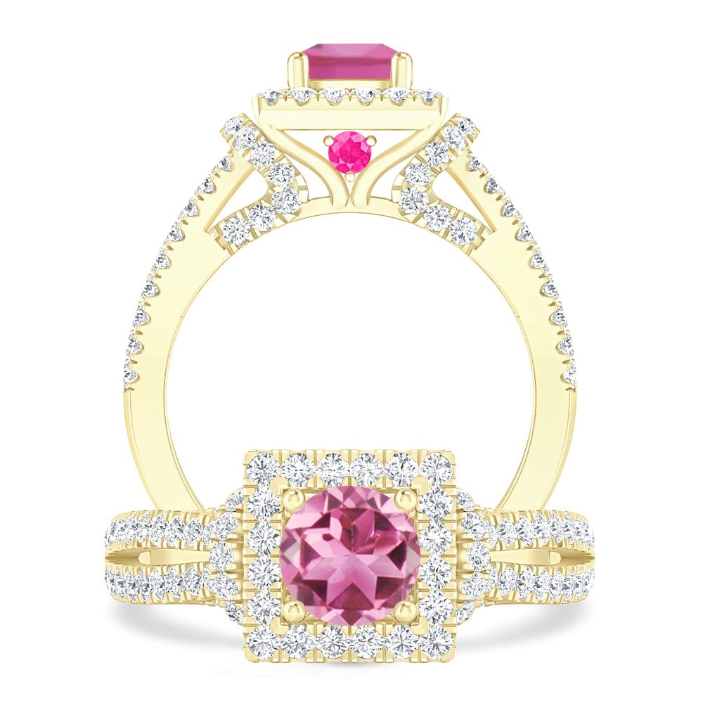Yellow Gold - Pink Tourmaline
