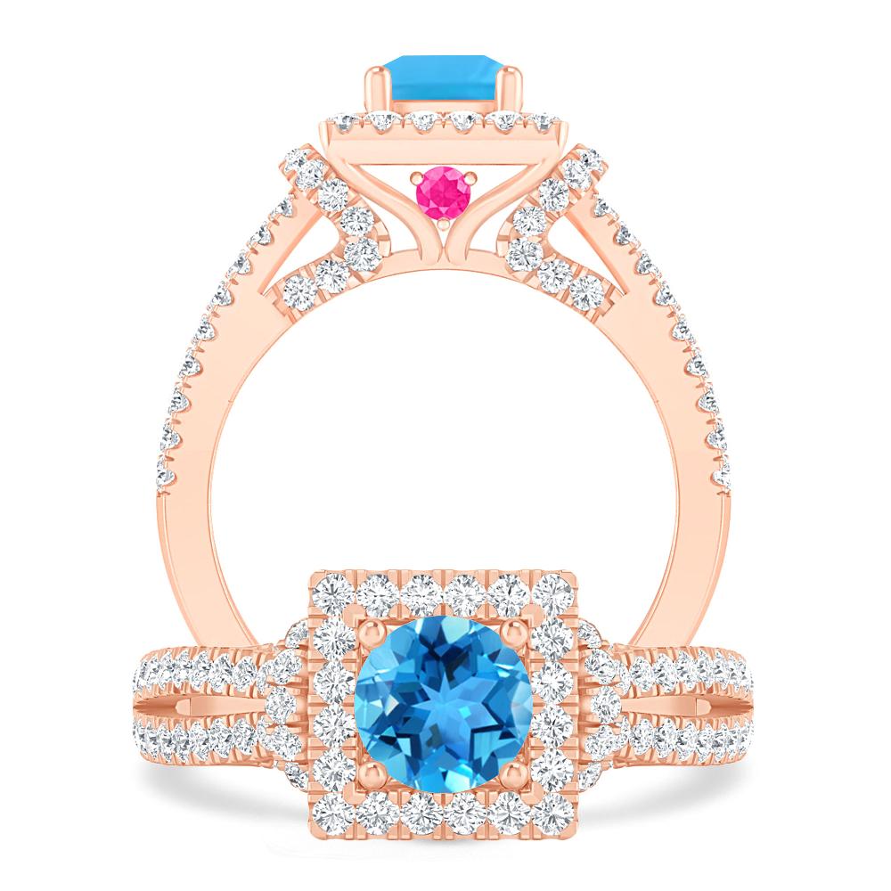 Rose Gold - Blue Topaz