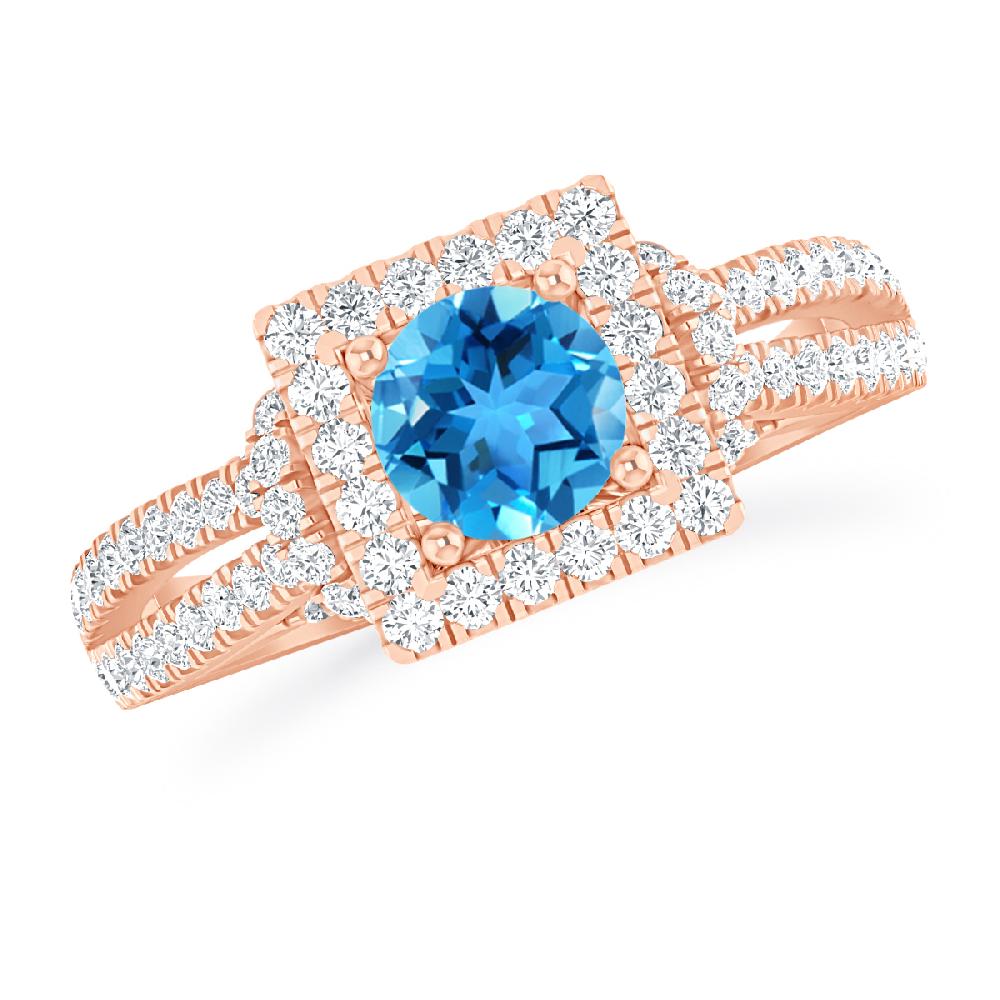 Rose Gold - Blue Topaz