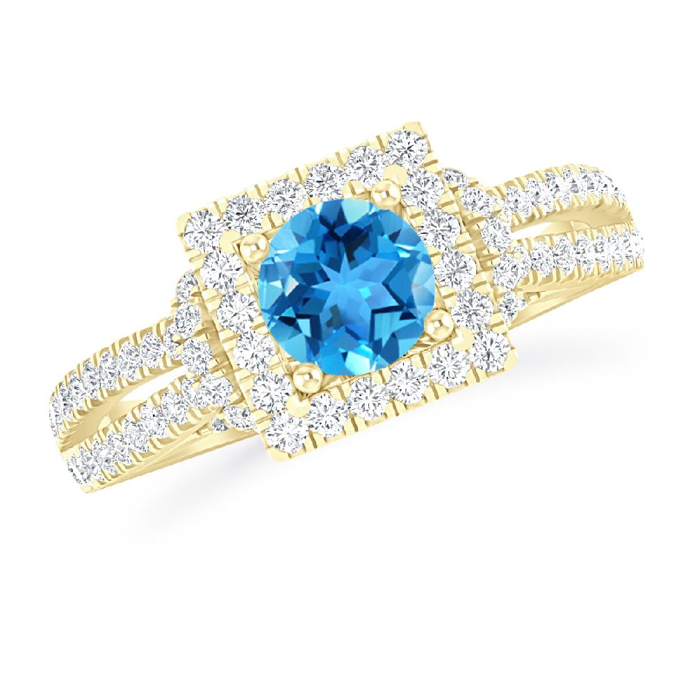 Yellow Gold - Blue Topaz