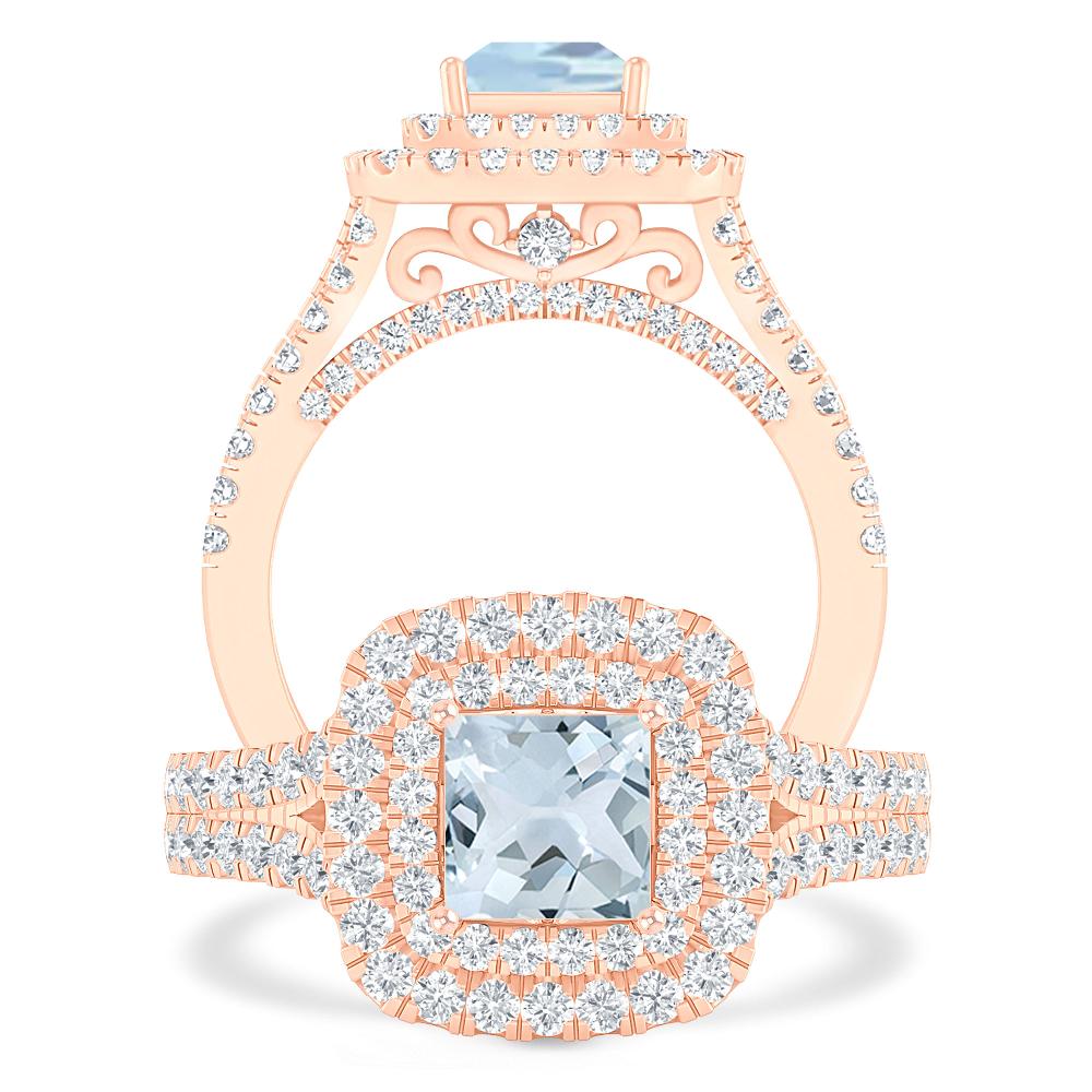 Rose Gold - Aquamarine