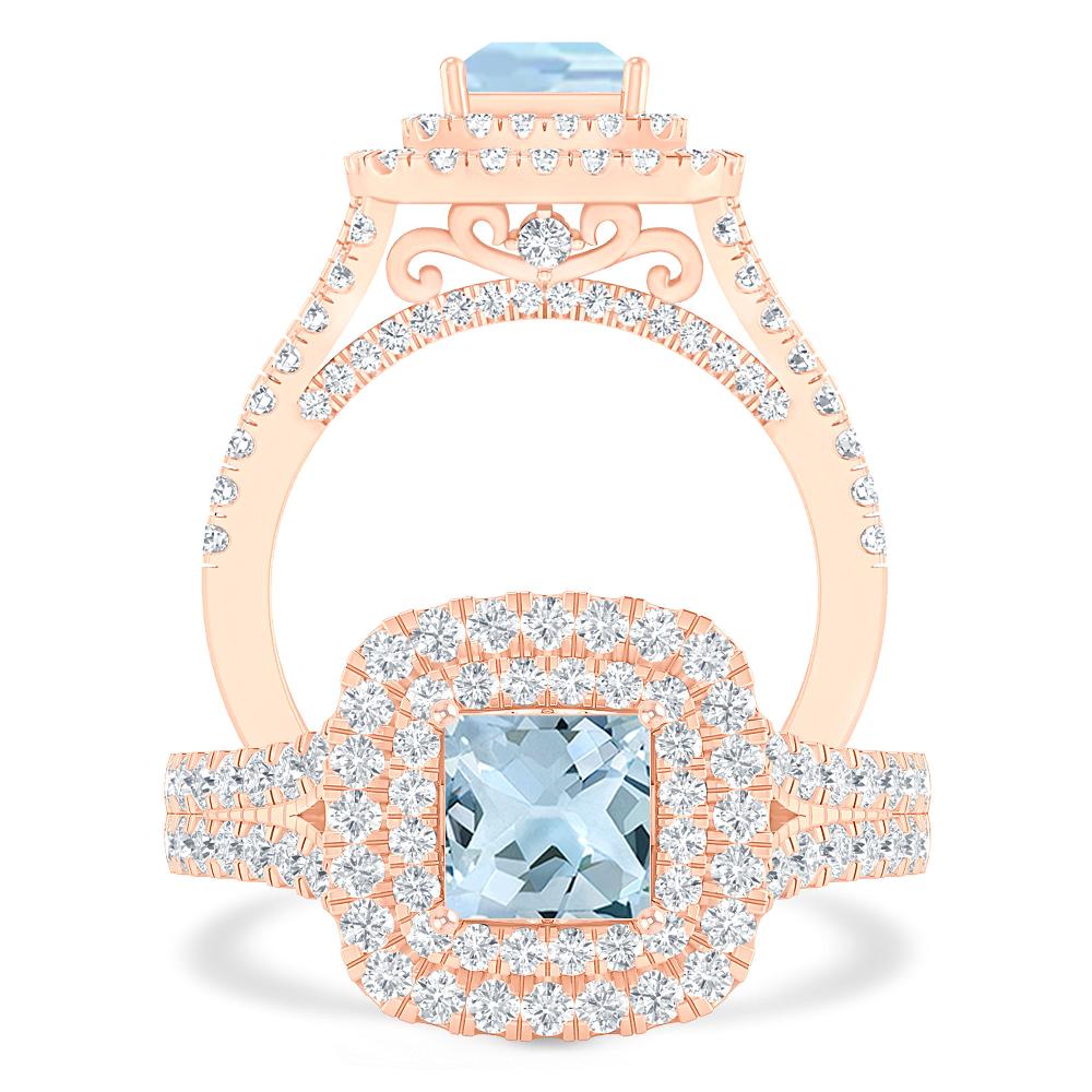 Rose Gold - Aquamarine