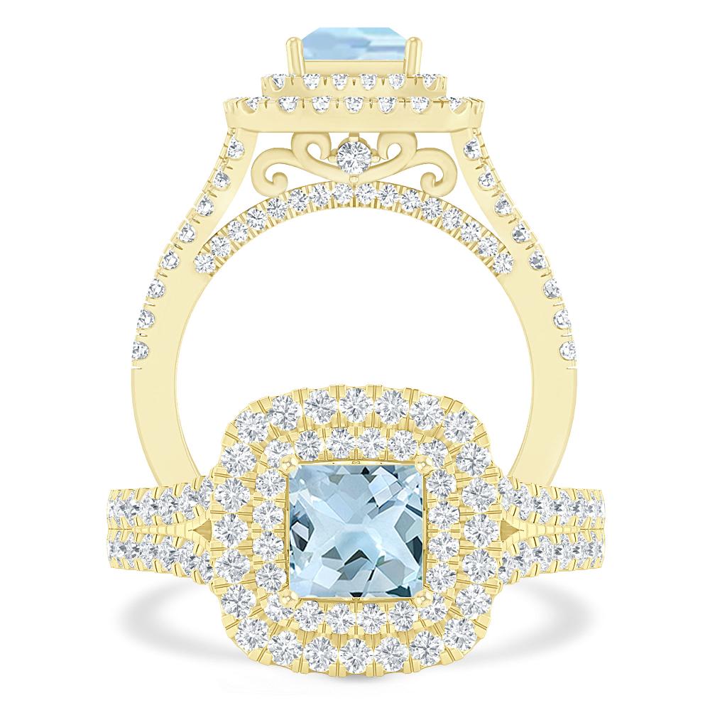Yellow Gold - Aquamarine
