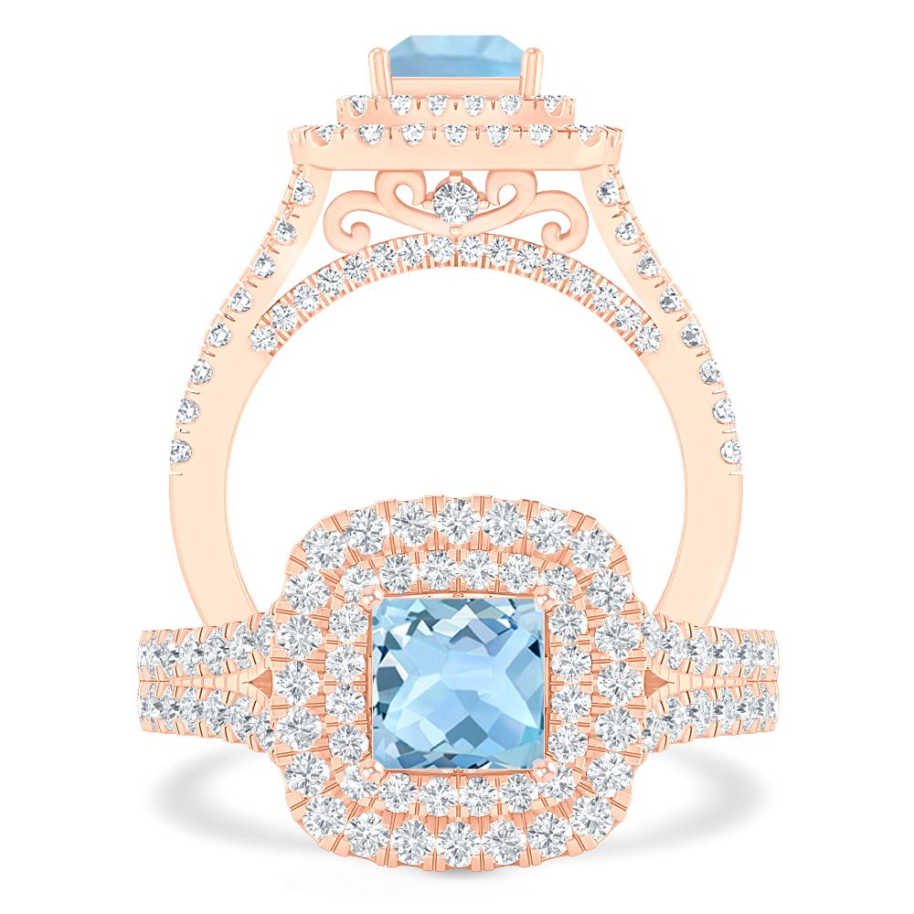 Rose Gold - Aquamarine