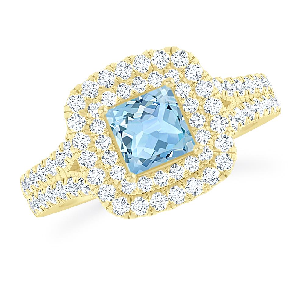 Yellow Gold - Aquamarine