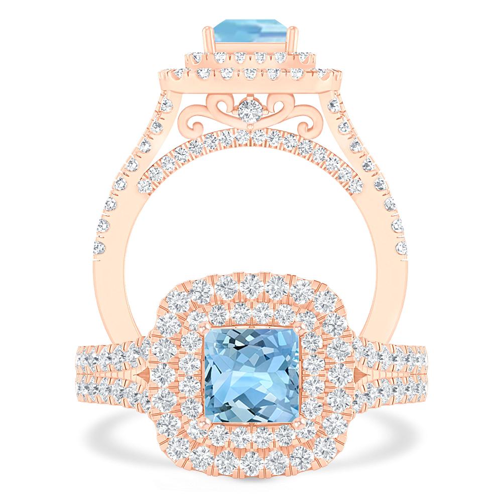 Rose Gold - Aquamarine