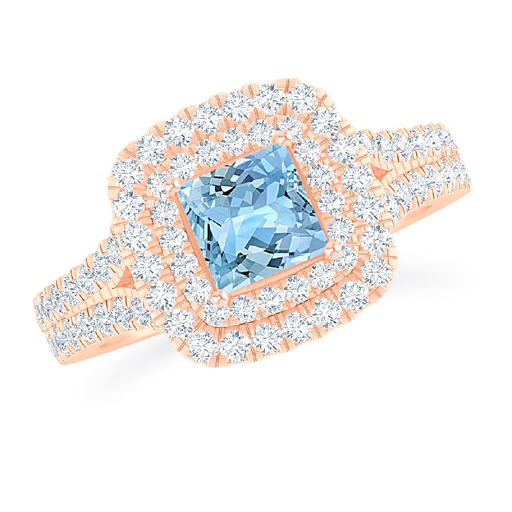 Rose Gold - Aquamarine