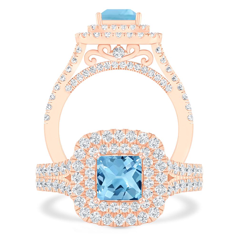 Rose Gold - Blue Topaz