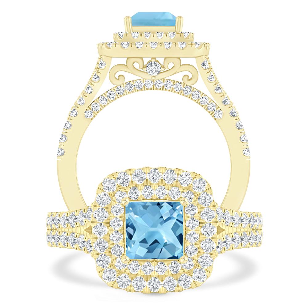 Yellow Gold - Blue Topaz