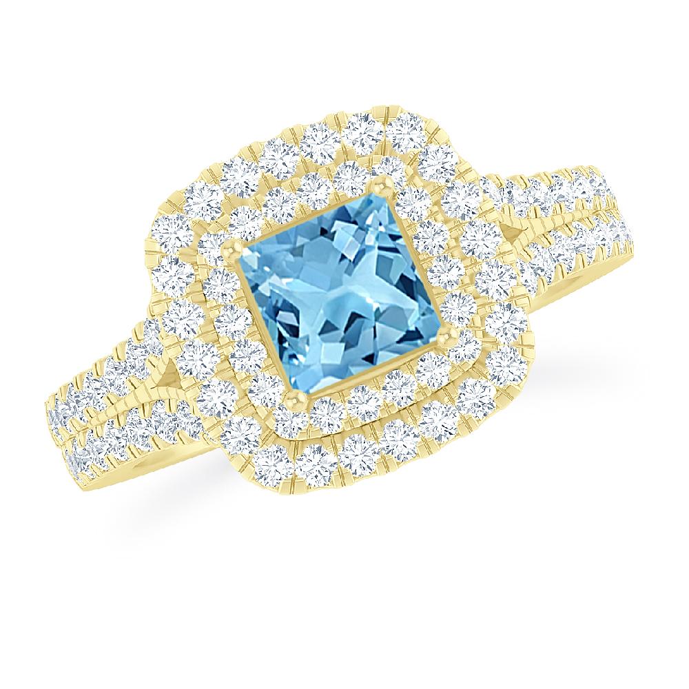 Yellow Gold - Blue Topaz