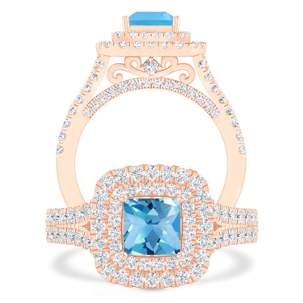 Rose Gold - Blue Topaz