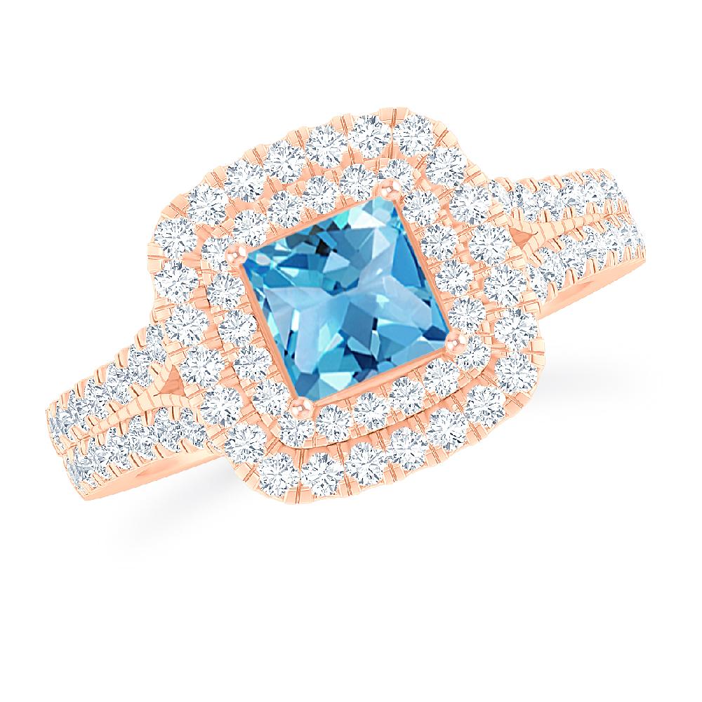 Rose Gold - Blue Topaz