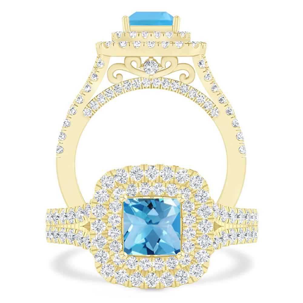 Yellow Gold - Blue Topaz