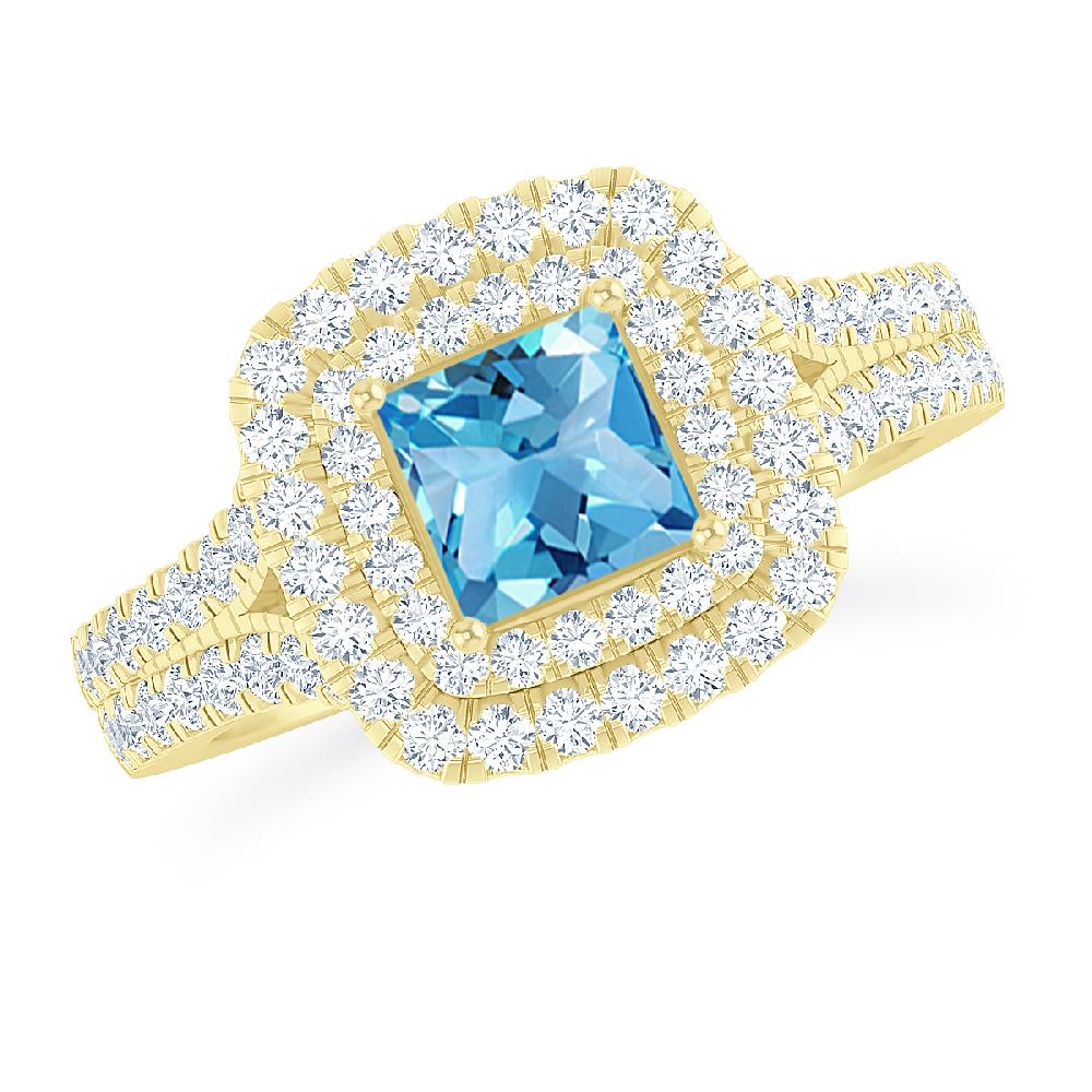 Yellow Gold - Blue Topaz