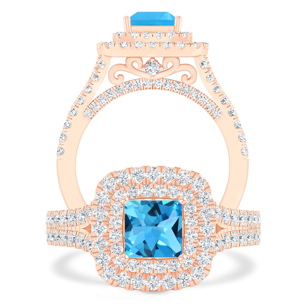 Rose Gold - Blue Topaz