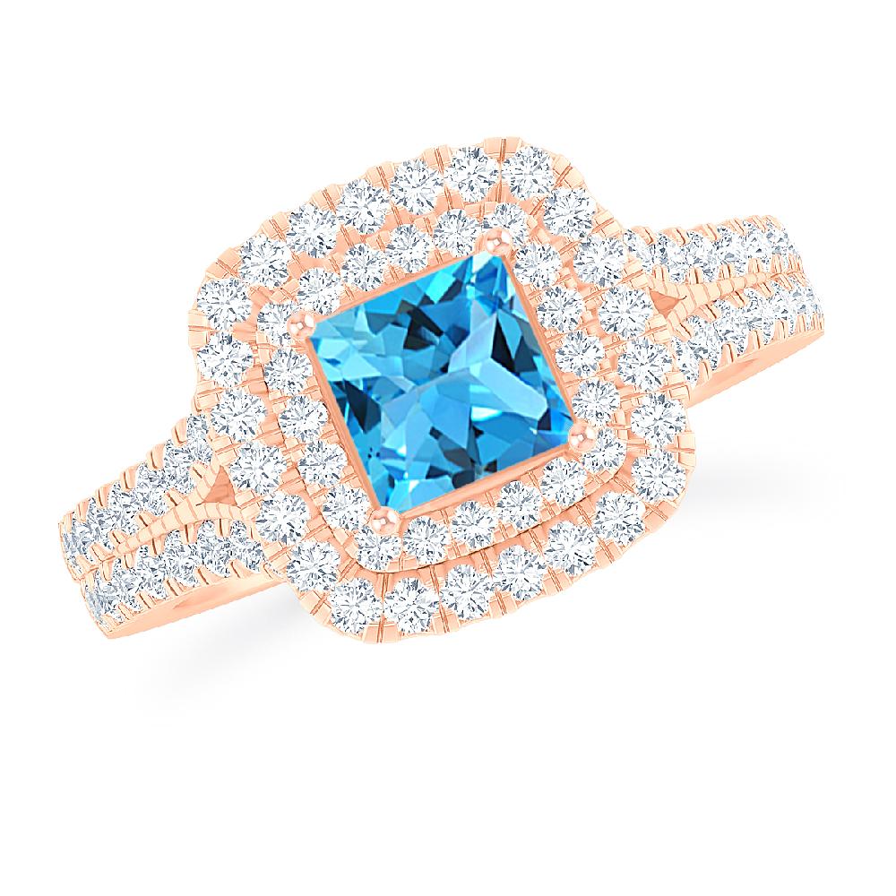 Rose Gold - Blue Topaz