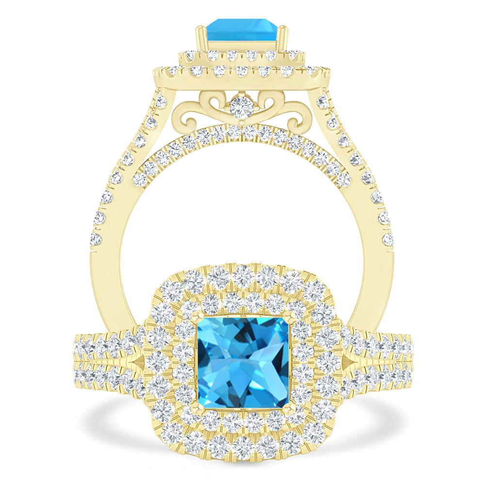Yellow Gold - Blue Topaz