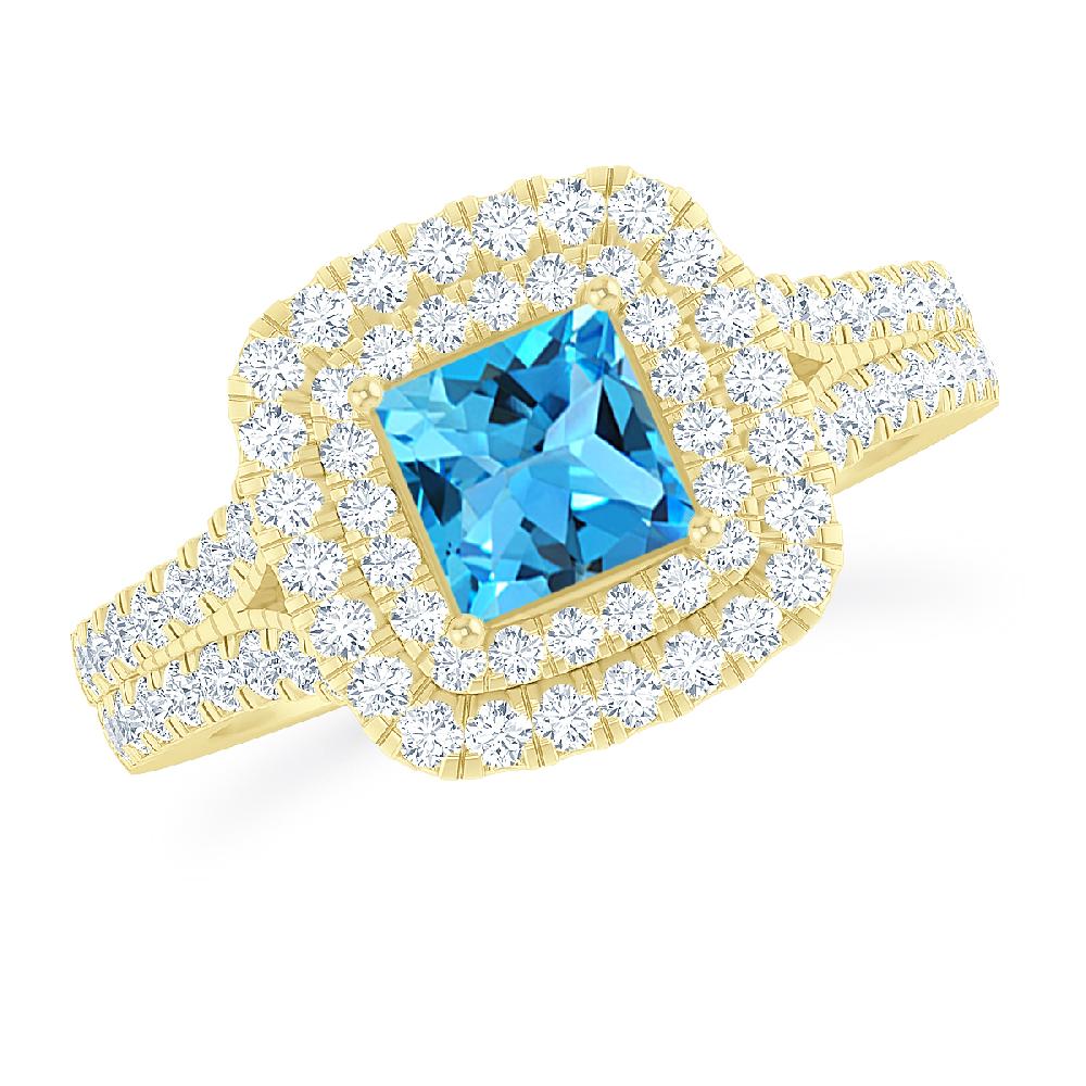 Yellow Gold - Blue Topaz