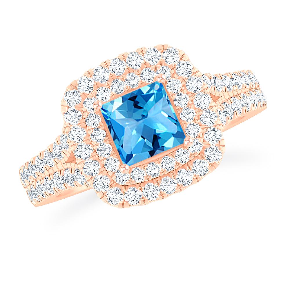 Rose Gold - Blue Topaz