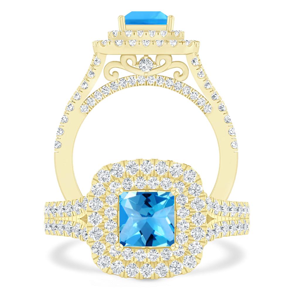 Yellow Gold - Blue Topaz