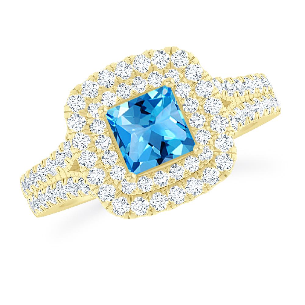 Yellow Gold - Blue Topaz