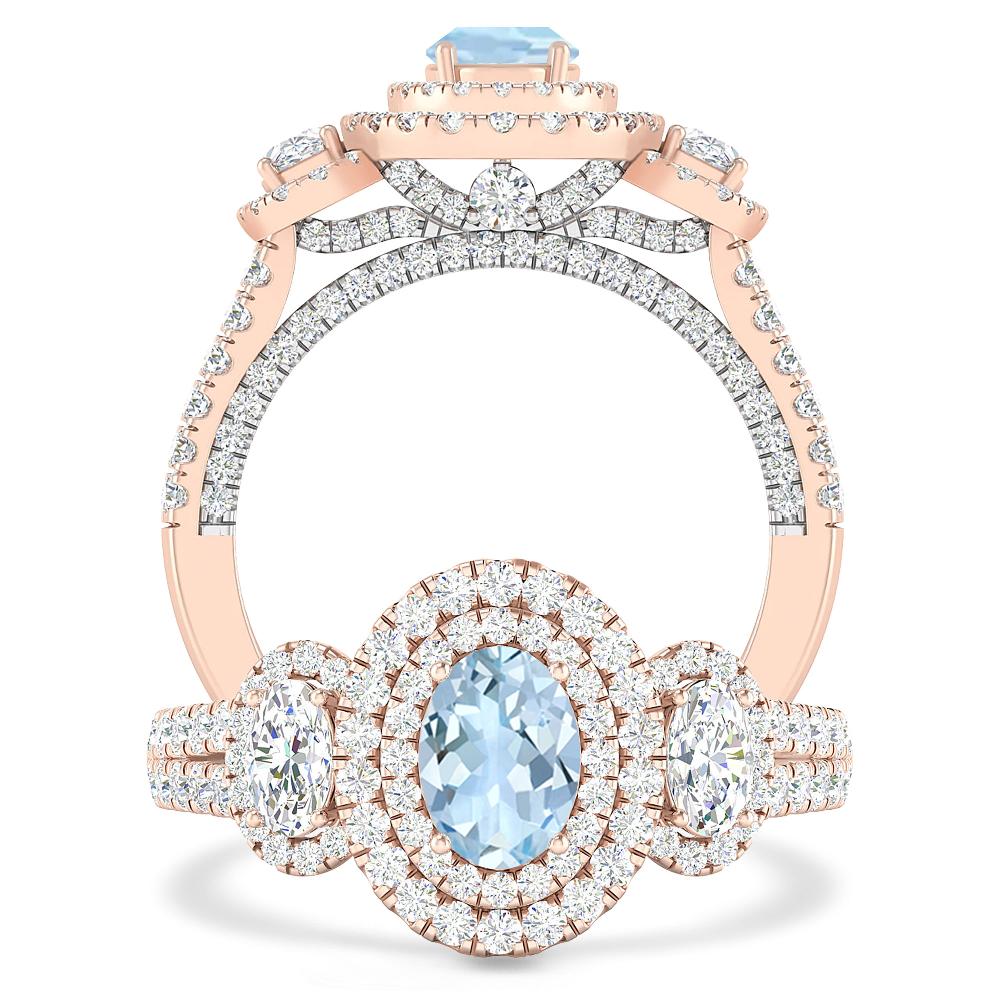 Rose Gold - Aquamarine