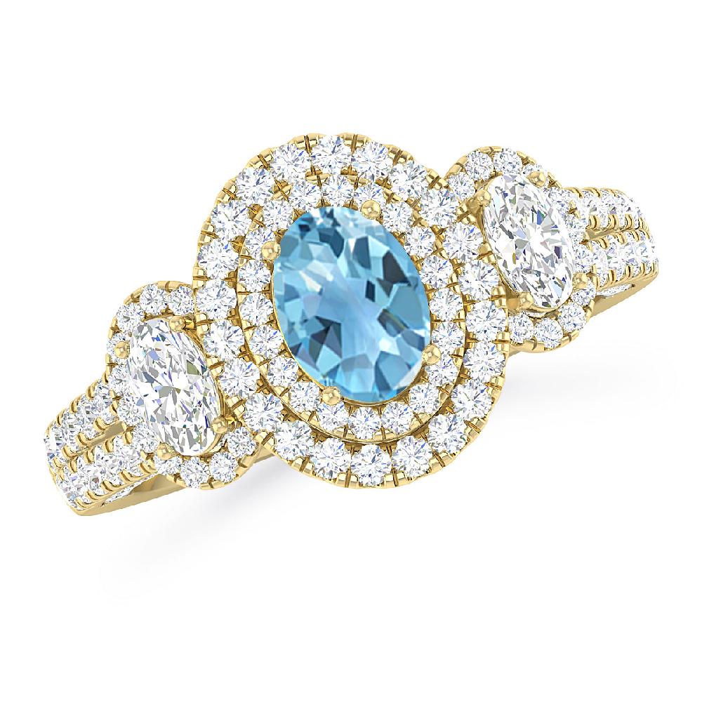 Yellow Gold - Blue Topaz