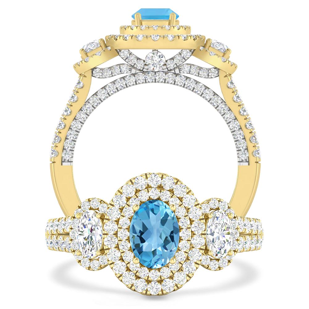 Yellow Gold - Blue Topaz