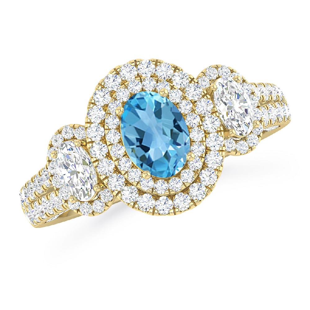 Yellow Gold - Blue Topaz