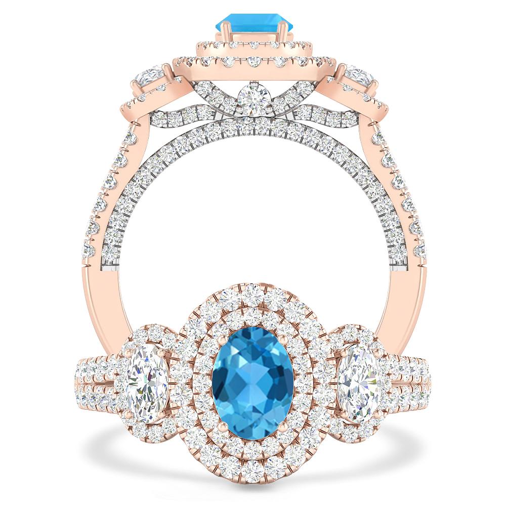 Rose Gold - Blue Topaz