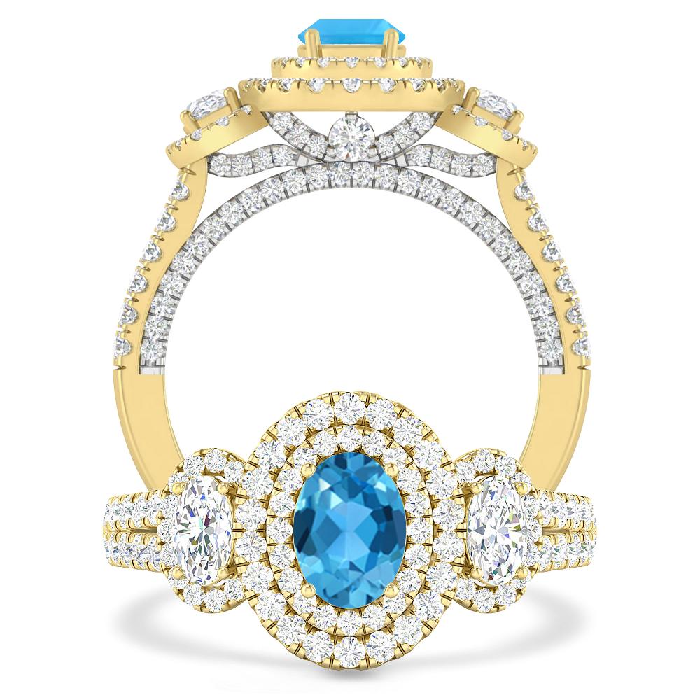 Yellow Gold - Blue Topaz