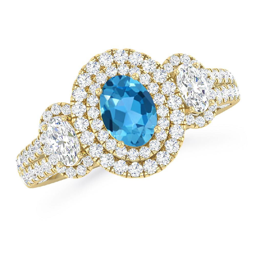 Yellow Gold - Blue Topaz