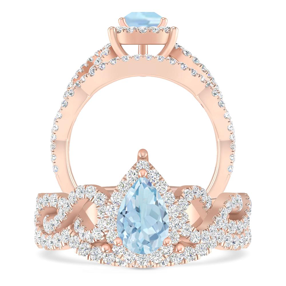 Rose Gold - Aquamarine