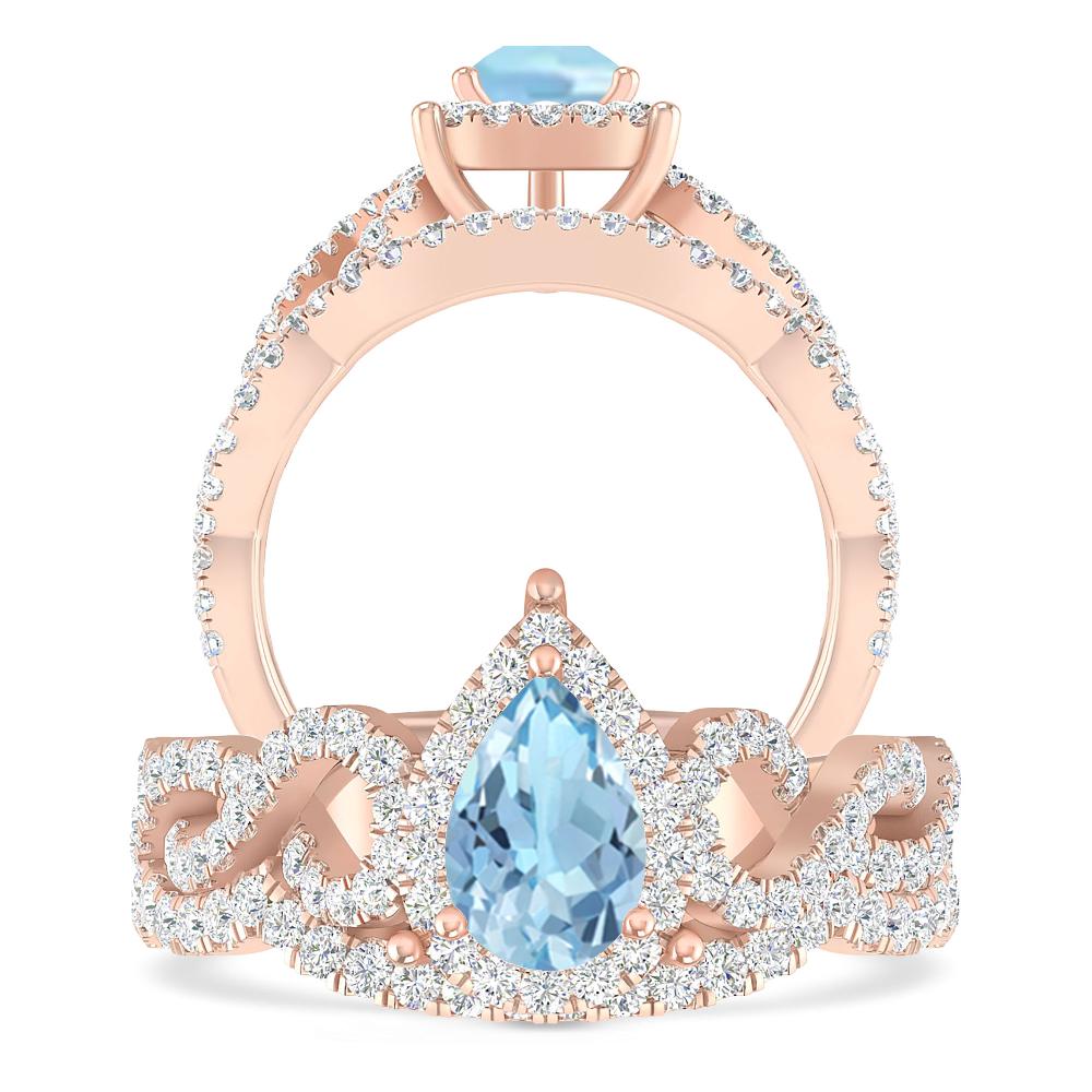 Rose Gold - Aquamarine