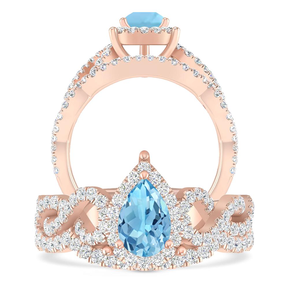 Rose Gold - Blue Topaz