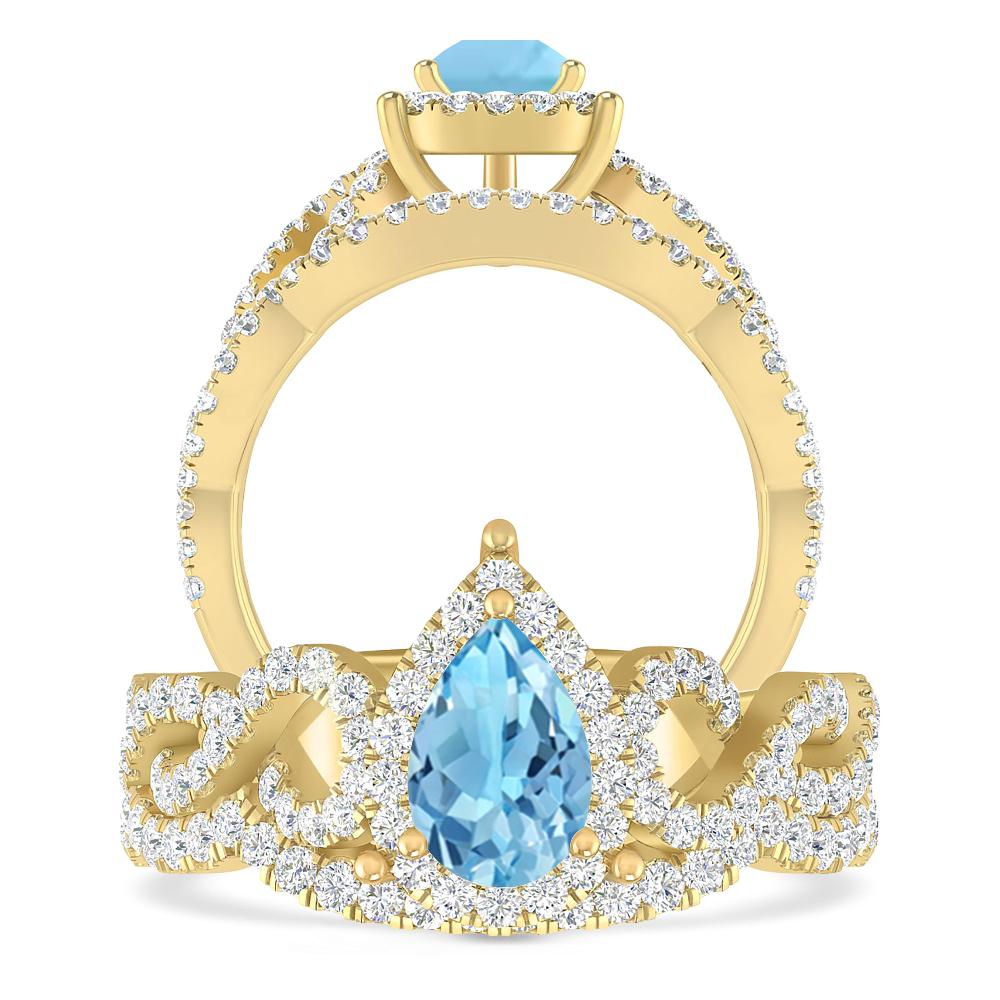 Yellow Gold - Blue Topaz