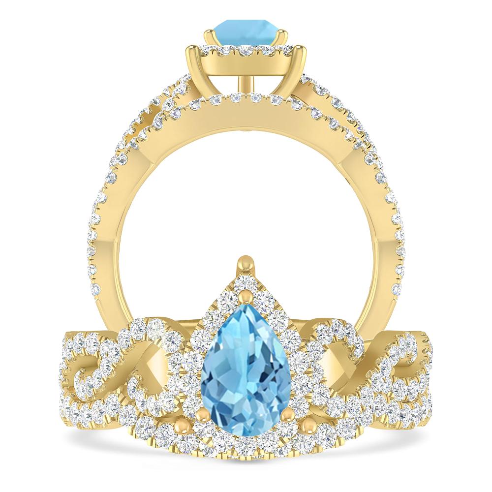 Yellow Gold - Blue Topaz