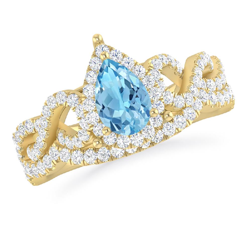 Yellow Gold - Blue Topaz