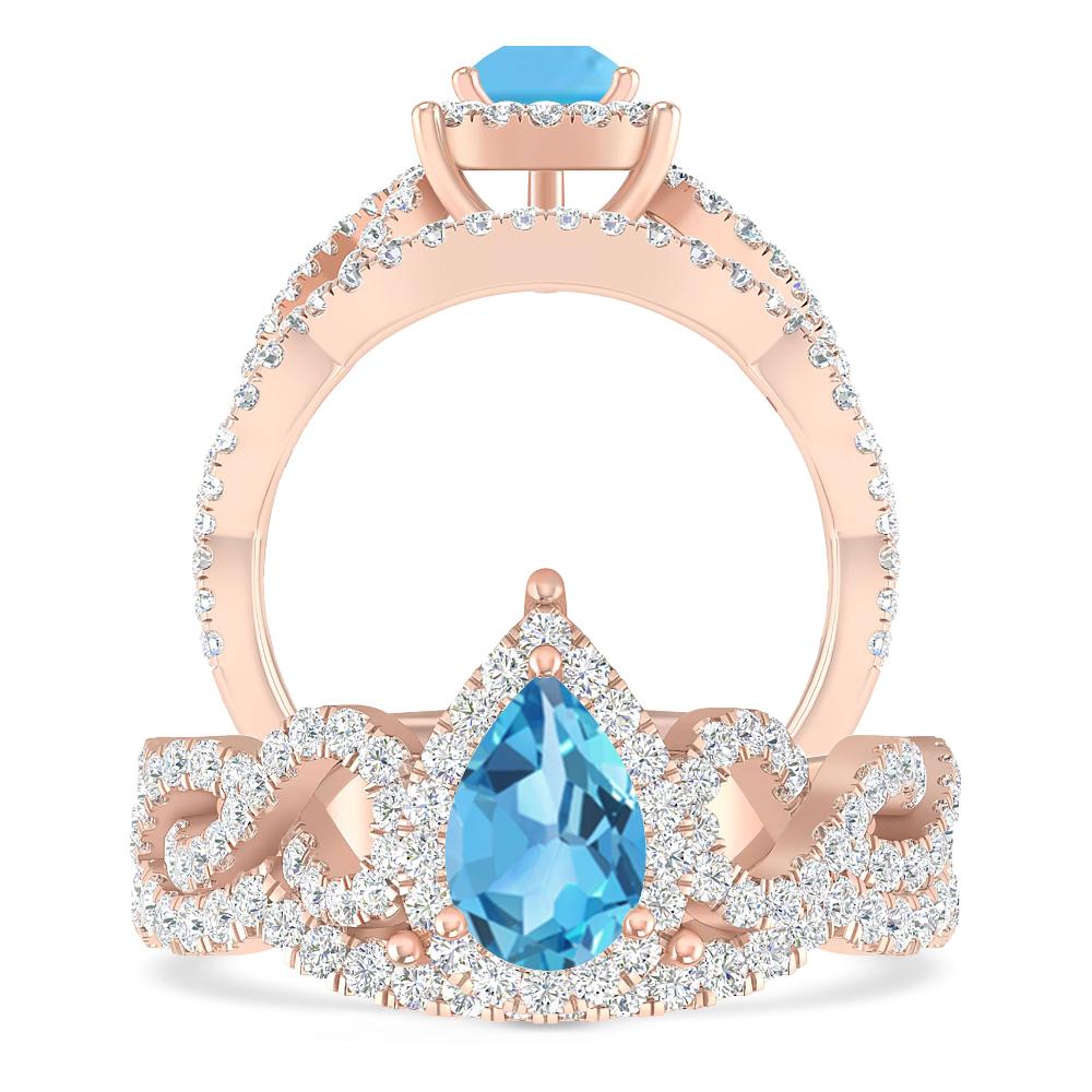 Rose Gold - Blue Topaz