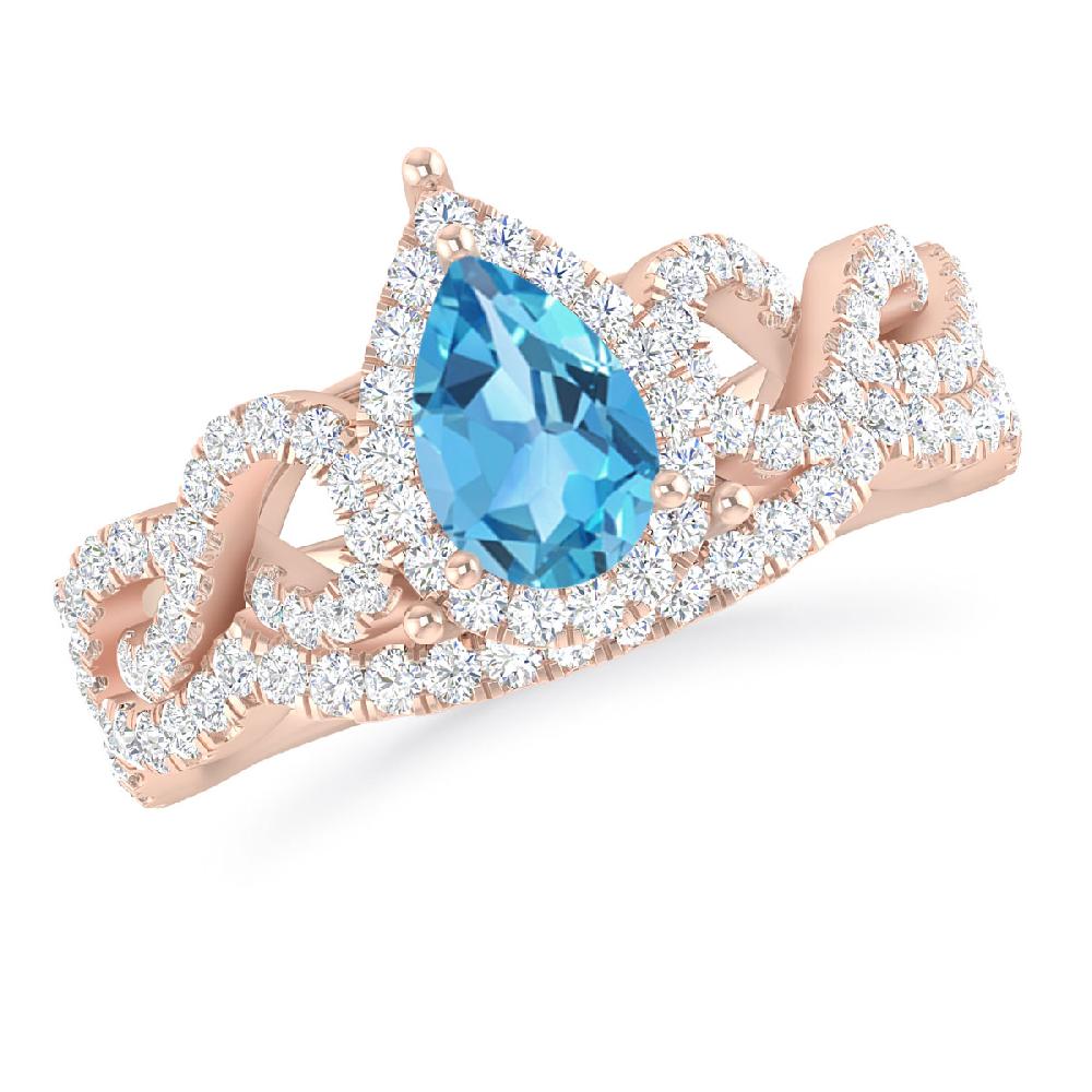 Rose Gold - Blue Topaz