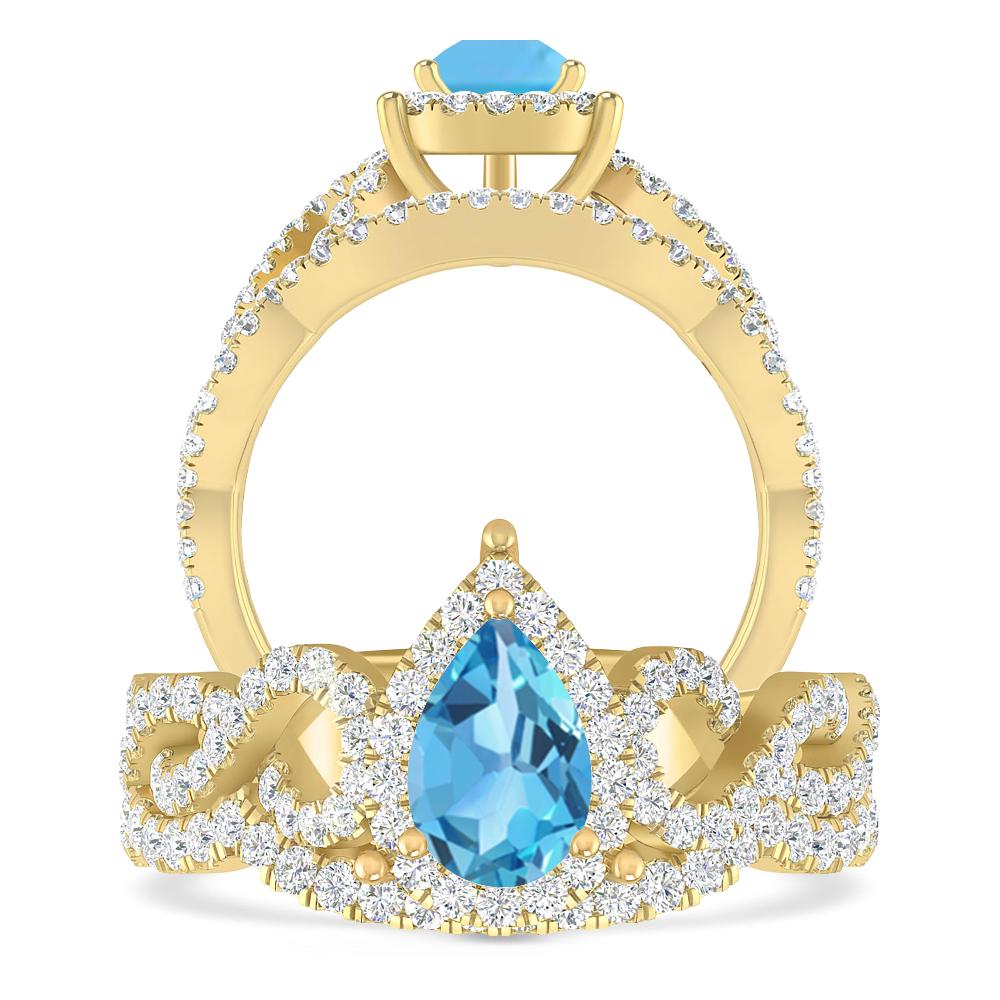 Yellow Gold - Blue Topaz
