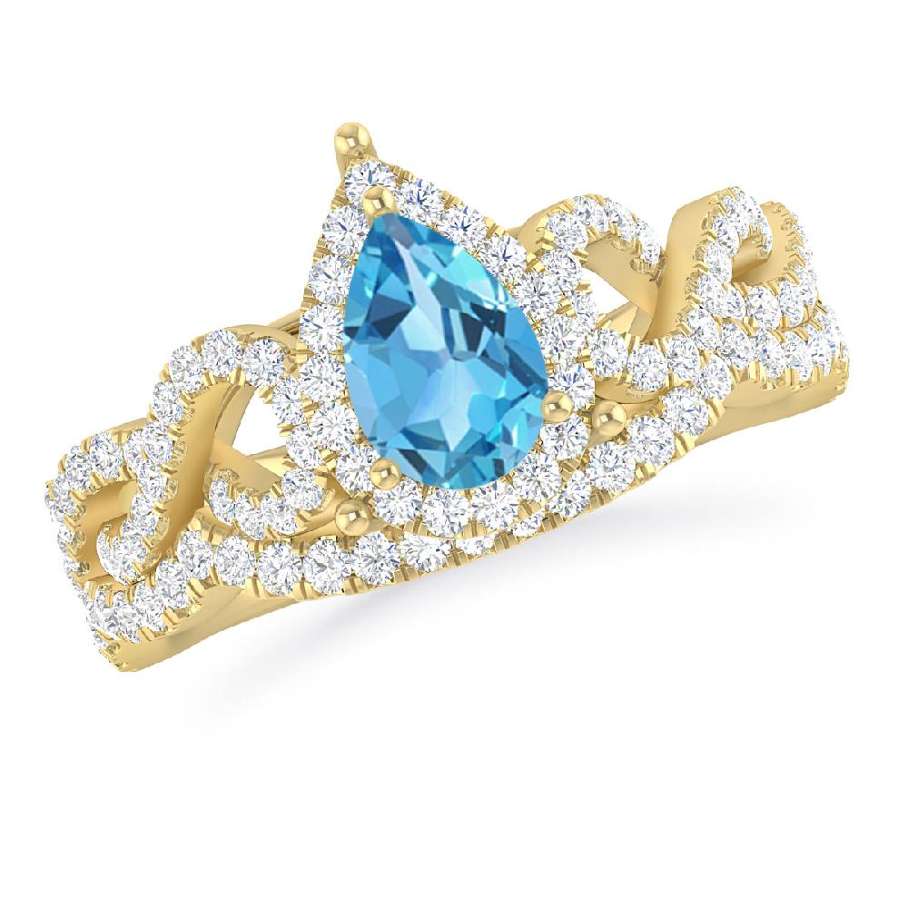 Yellow Gold - Blue Topaz