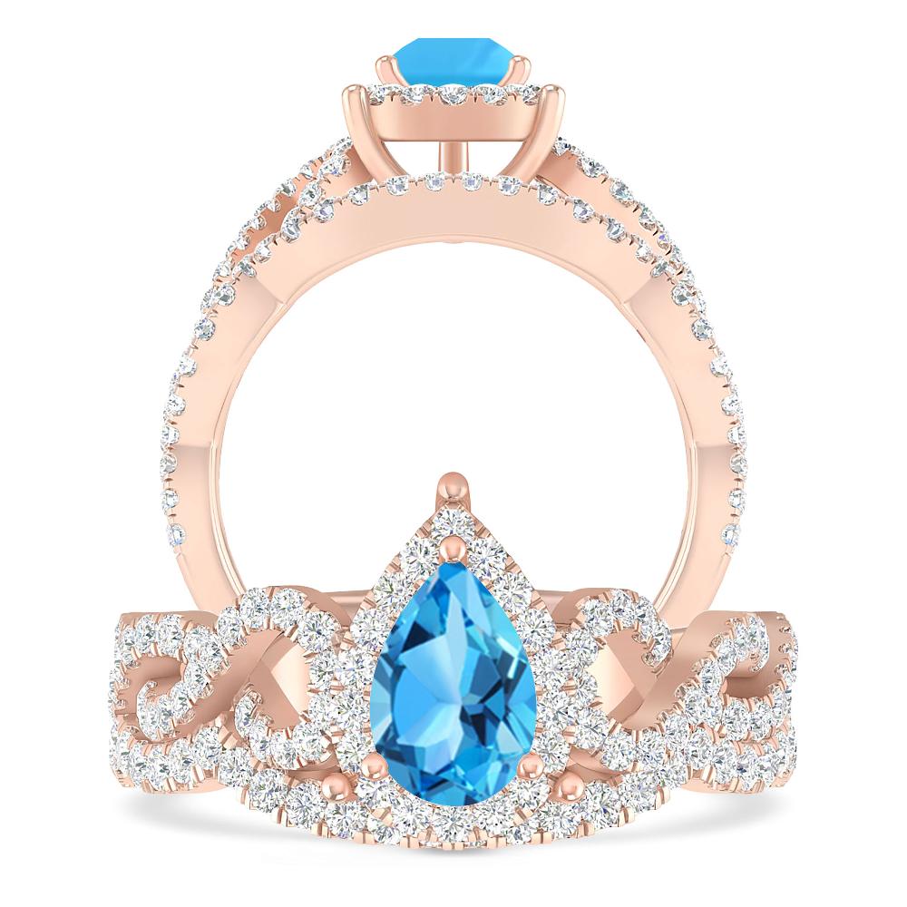 Rose Gold - Blue Topaz