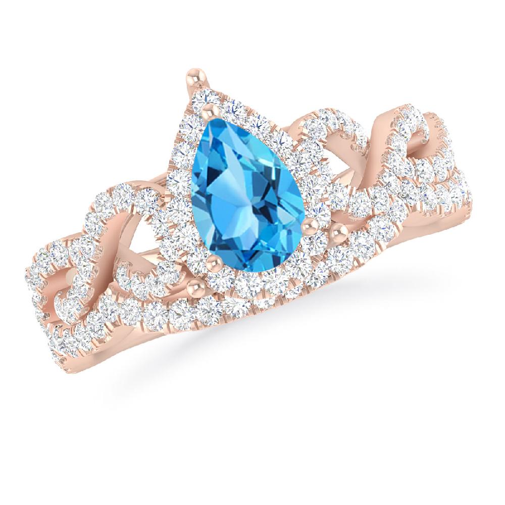 Rose Gold - Blue Topaz