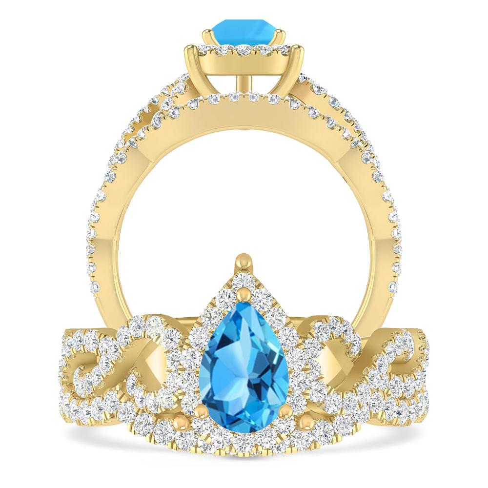 Yellow Gold - Blue Topaz