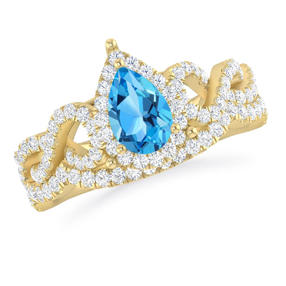 Yellow Gold - Blue Topaz